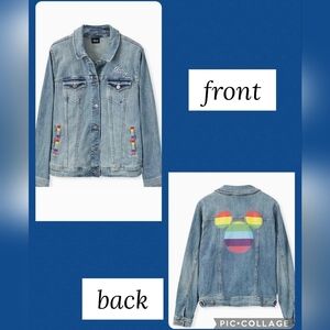 🆕 DISNEY MICKEY MOUSE RAINBOW DENIM JACKET - MEDIUM WASH- PRIDE FRIENDLY 🏳️‍🌈